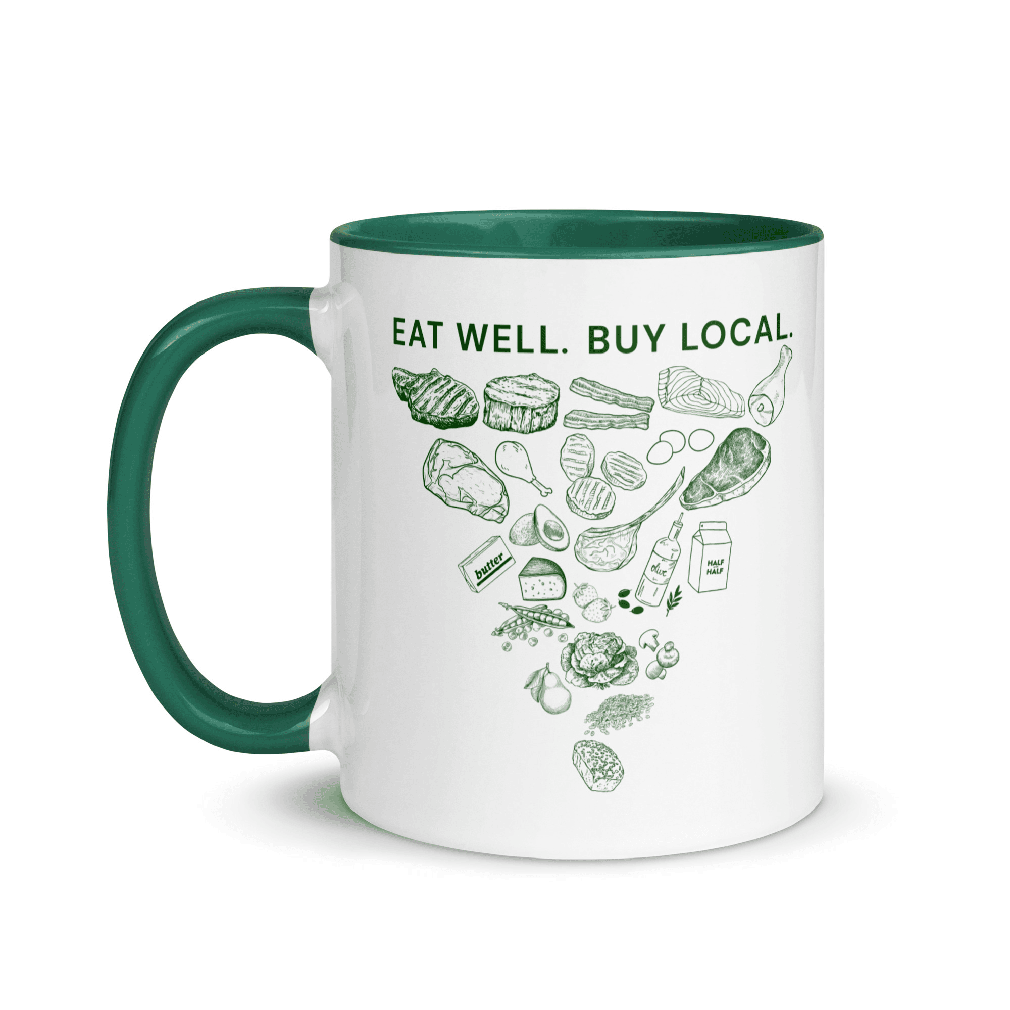 Eat Well. Buy Local. Mug with Color Inside